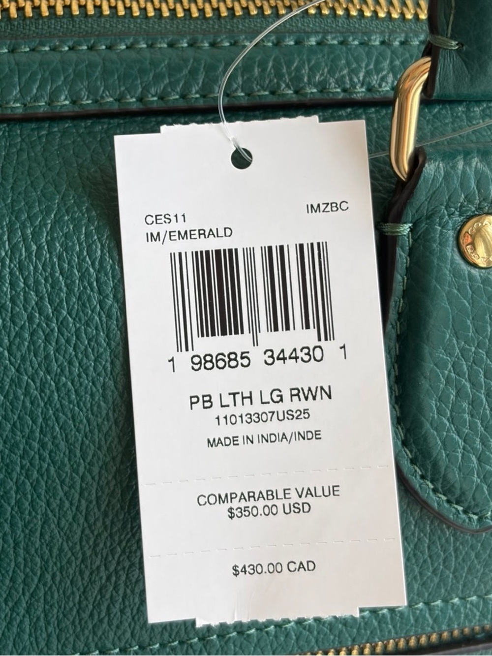 Coach Rowan Large Satchel Bag Emerald CES11 Im/Emerald NWT🌸 - Picture 3 of 5